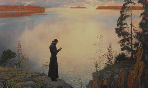 Monk at Lake